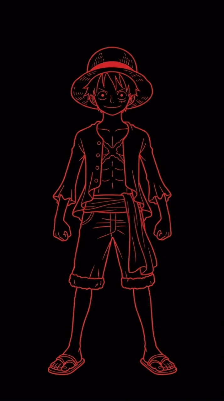 Minimalist Anime Character Silhouette in Crimson and Black - Free Mobile AMOLED Wallpaper Background