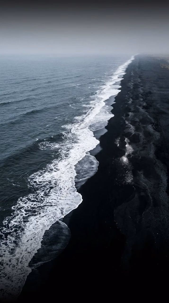 Minimalist Black Sand Beach Aerial Wallpaper - Free Mobile AMOLED Wallpaper Background