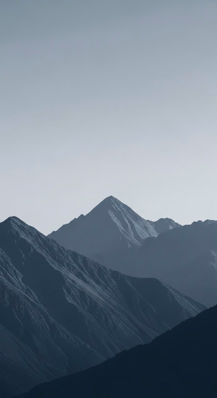 Minimalist Blue Mountain Landscape Art - Free Mobile AMOLED Wallpaper Background
