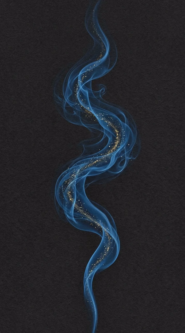 Minimalist Blue Smoke Tendril with Gold Particles on Dark Texture - Free Mobile AMOLED Wallpaper Background