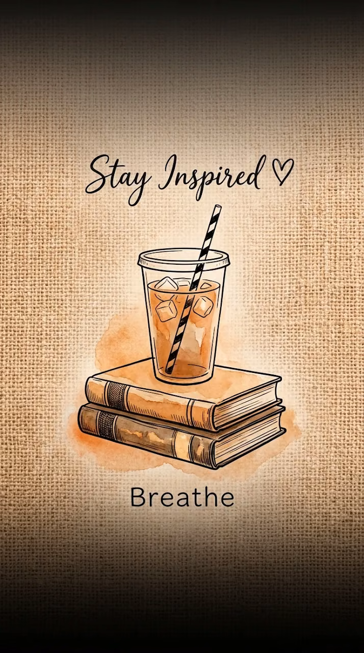 Minimalist Coffee and Books Stay Inspired Wallpaper - Free Mobile AMOLED Wallpaper Background