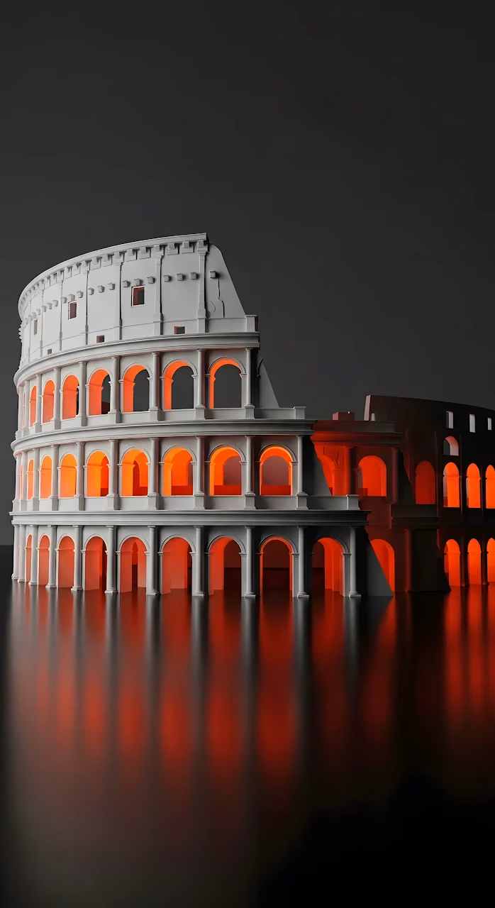 Download Minimalist Colosseum Model with Glowing Orange Interior Wallpaper in Mobile HD Minimalist Colosseum Model with Glowing Orange Interior - Free Mobile AMOLED Wallpaper Background