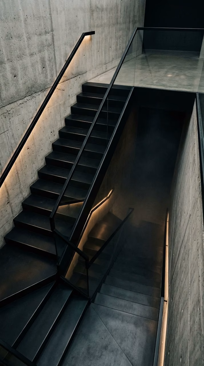 Download Minimalist Concrete Gallery Staircase Architecture Wallpaper Wallpaper in Mobile HD Minimalist Concrete Gallery Staircase Architecture Wallpaper - Free Mobile AMOLED Wallpaper Background