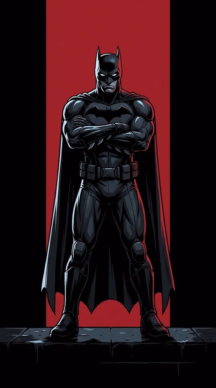 Minimalist Dark Knight Batman Red and Black Mobile Wallpaper - Free Mobile AMOLED Wallpaper Background