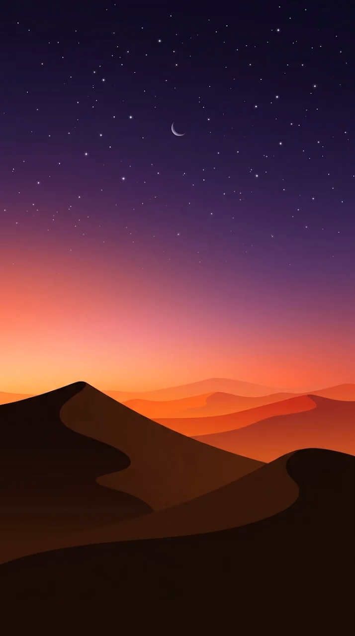 Download Minimalist Desert Landscape Silhouette at Dusk Wallpaper in Mobile HD Minimalist Desert Landscape Silhouette at Dusk - Free Mobile AMOLED Wallpaper Background