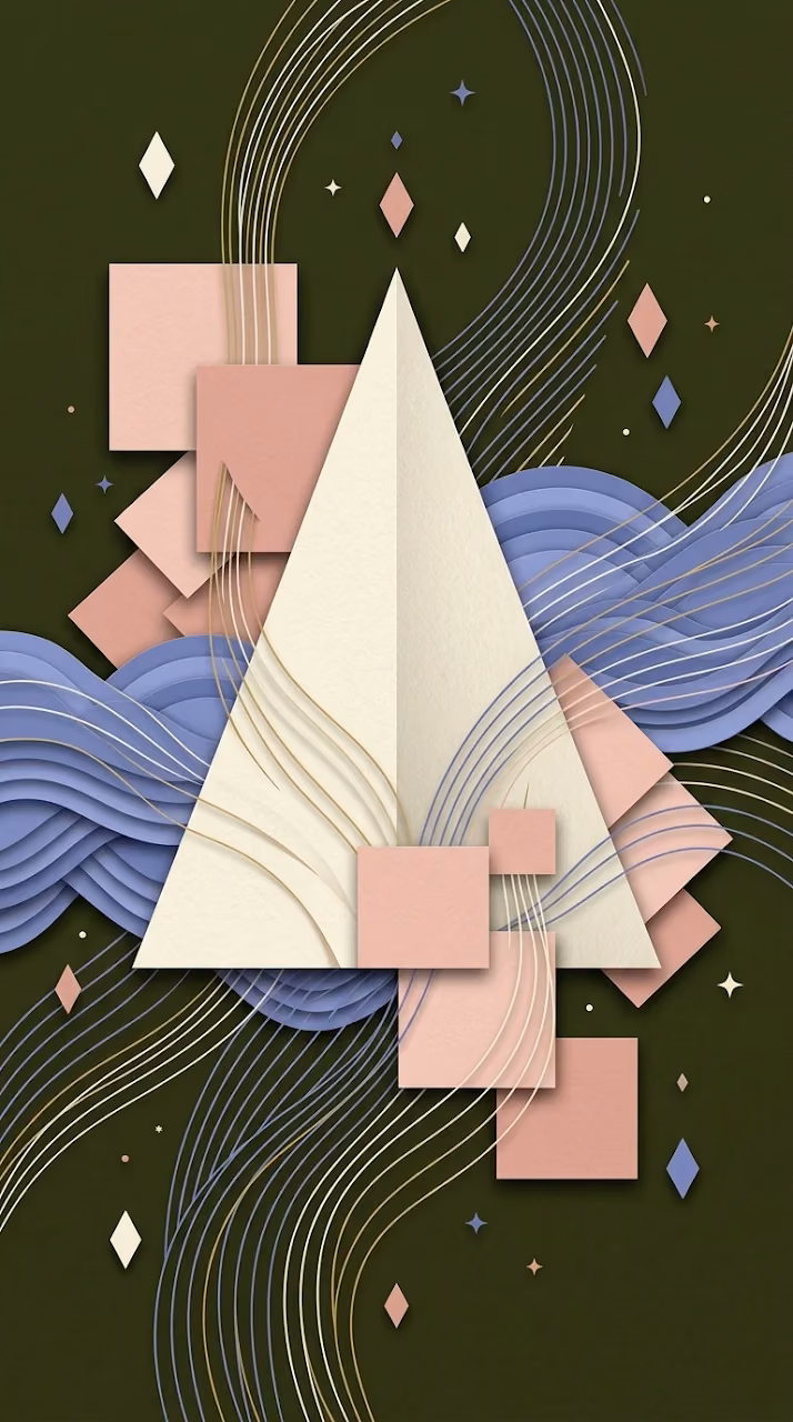 Minimalist Geometric Abstract with Ivory Mountain and Muted Tones - Free Mobile AMOLED Wallpaper Background