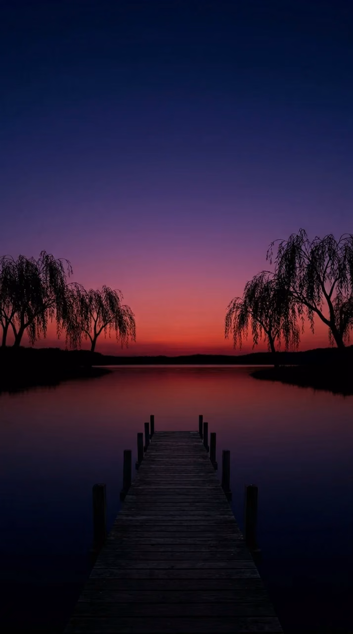 Download Minimalist Lakeside Sunset Pier Silhouette Mobile Wallpaper Wallpaper in Mobile HD Minimalist Lakeside Sunset Pier Silhouette Mobile Wallpaper - Free Mobile AMOLED Wallpaper Background