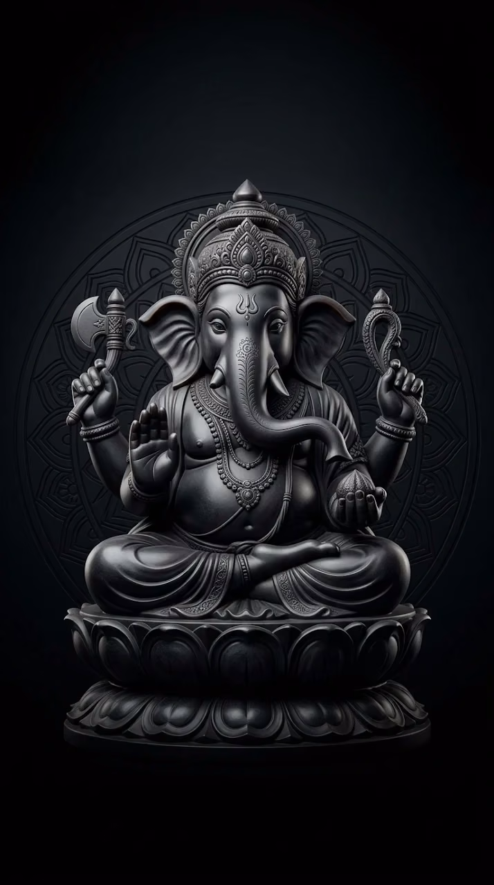 Minimalist Lord Ganesha Black and Grey Wallpaper - Free Mobile AMOLED Wallpaper Background