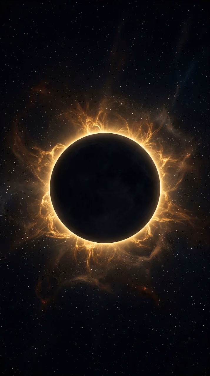 Minimalist Matte Black Eclipse Golden Corona Wallpaper - Free Mobile AMOLED Wallpaper Background
