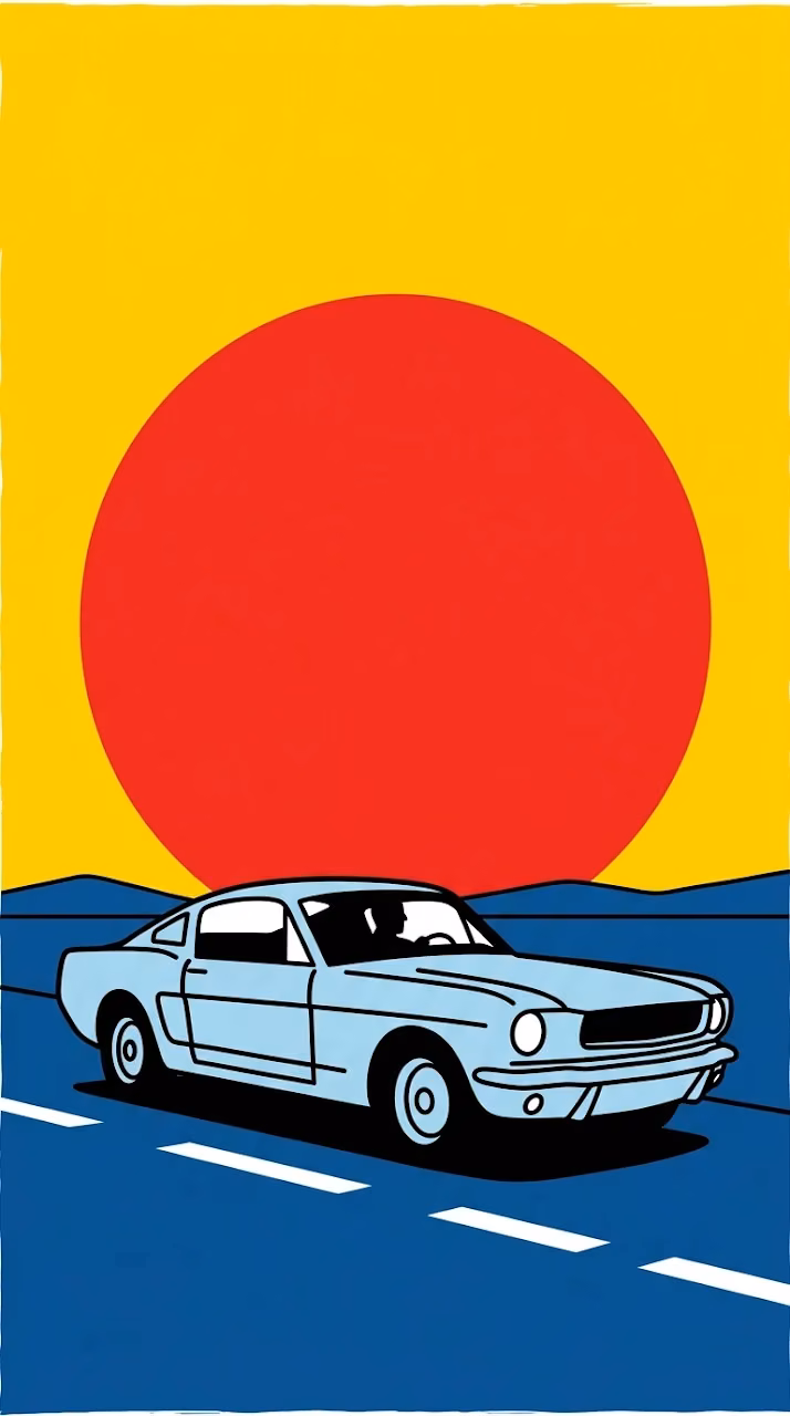 Download Minimalist Pop Art Illustration of a Blue Vintage Sports Car Wallpaper in Mobile HD Minimalist Pop Art Illustration of a Blue Vintage Sports Car - Free Mobile AMOLED Wallpaper Background