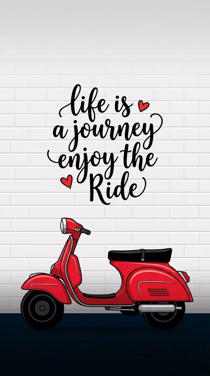 Minimalist Red Scooter Life Is A Journey Wallpaper - Free Mobile AMOLED Wallpaper Background