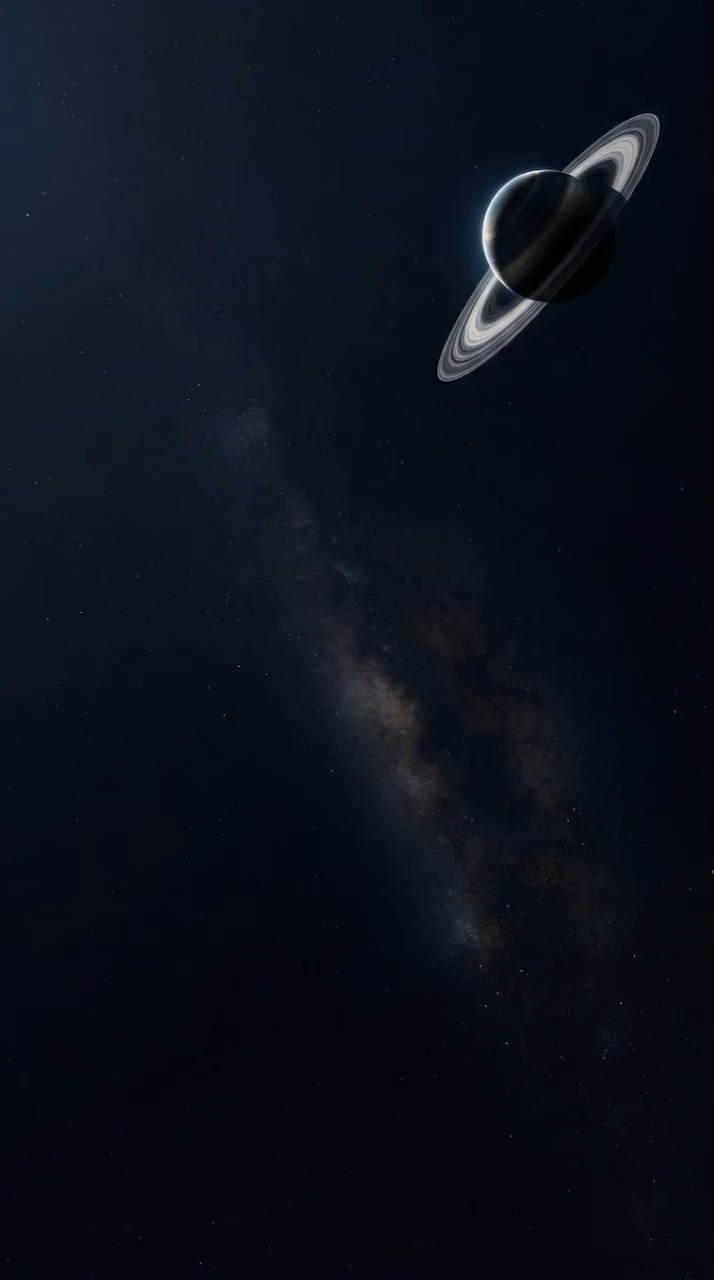 Minimalist Ringed Planet and Starfield Space Wallpaper - Free Mobile AMOLED Wallpaper Background