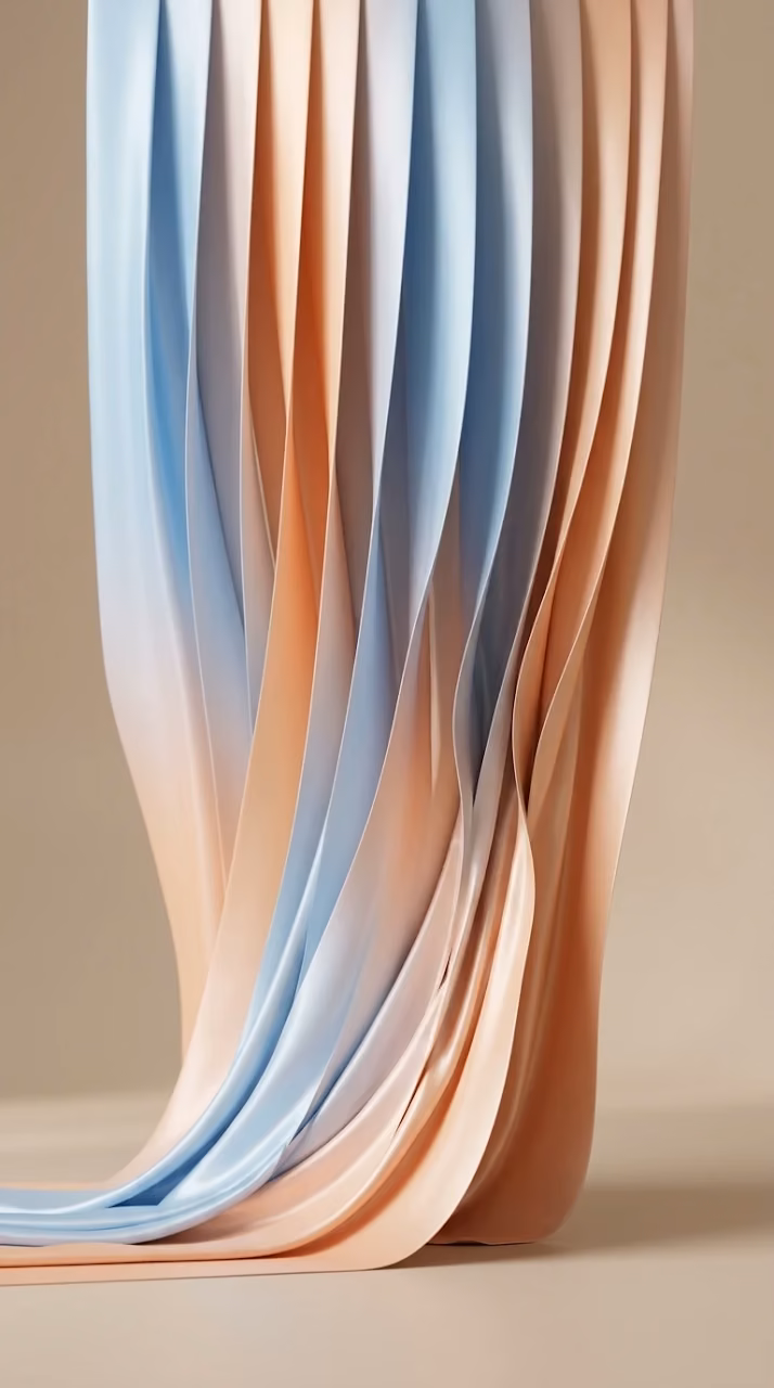 Minimalist Soft Pastel Silky Drapes Overlapping on Beige Background - Free Mobile AMOLED Wallpaper Background