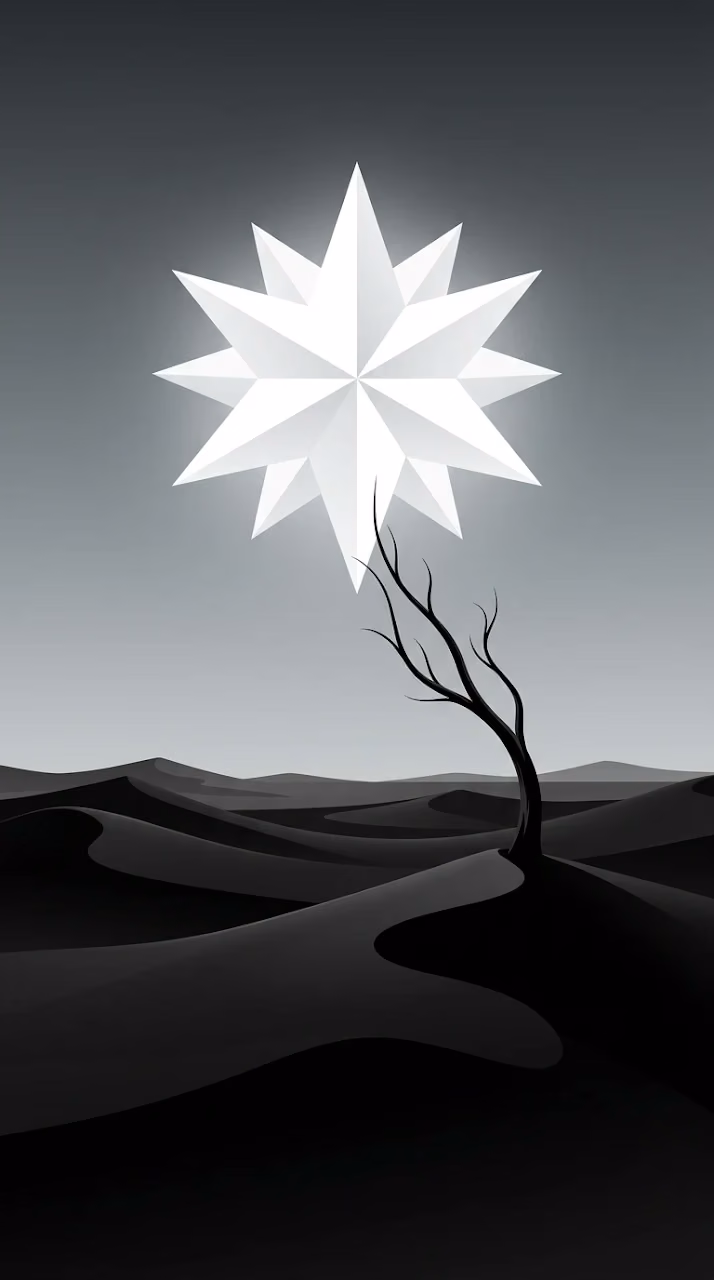 Download Minimalist Surreal Black Sand Desert with Giant Star Wallpaper in Mobile HD Minimalist Surreal Black Sand Desert with Giant Star - Free Mobile AMOLED Wallpaper Background