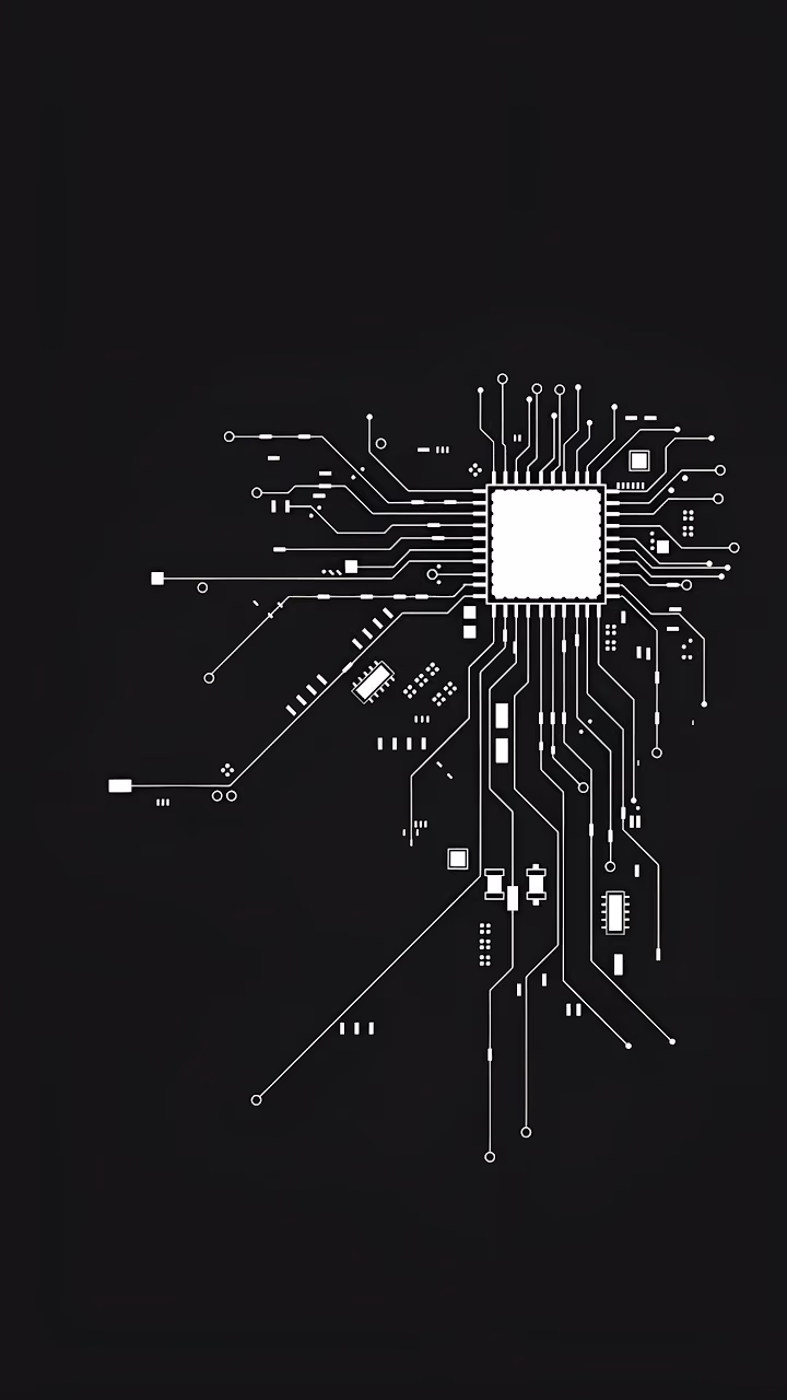 Download Minimalist White Circuit Board Design on Black Background Wallpaper in Mobile HD Minimalist White Circuit Board Design on Black Background - Free Mobile AMOLED Wallpaper Background