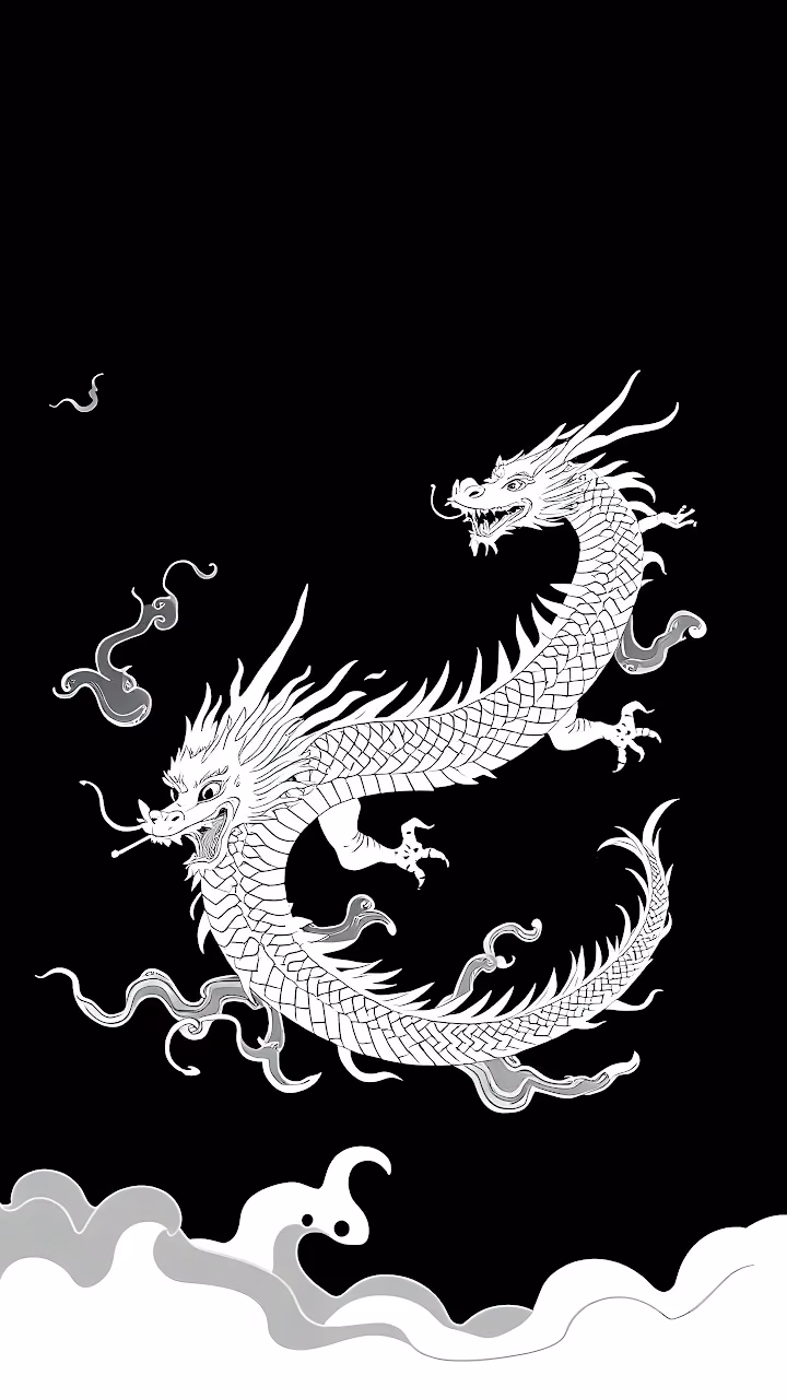Download Minimalist White Dragon Illustration on Black Wallpaper in Mobile HD Minimalist White Dragon Illustration on Black - Free Mobile AMOLED Wallpaper Background