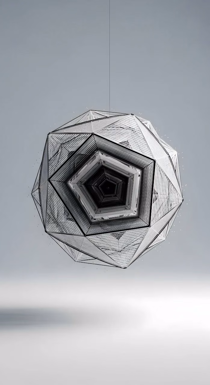 Minimalist Wireframe Geometric Dodecahedron Structure - Free Mobile AMOLED Wallpaper Background