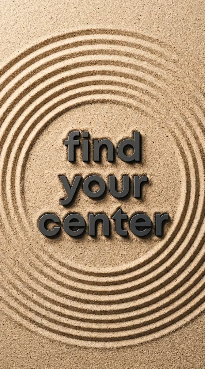 Minimalist Zen Garden Sand Ripple Typography Background - Free Mobile AMOLED Wallpaper Background