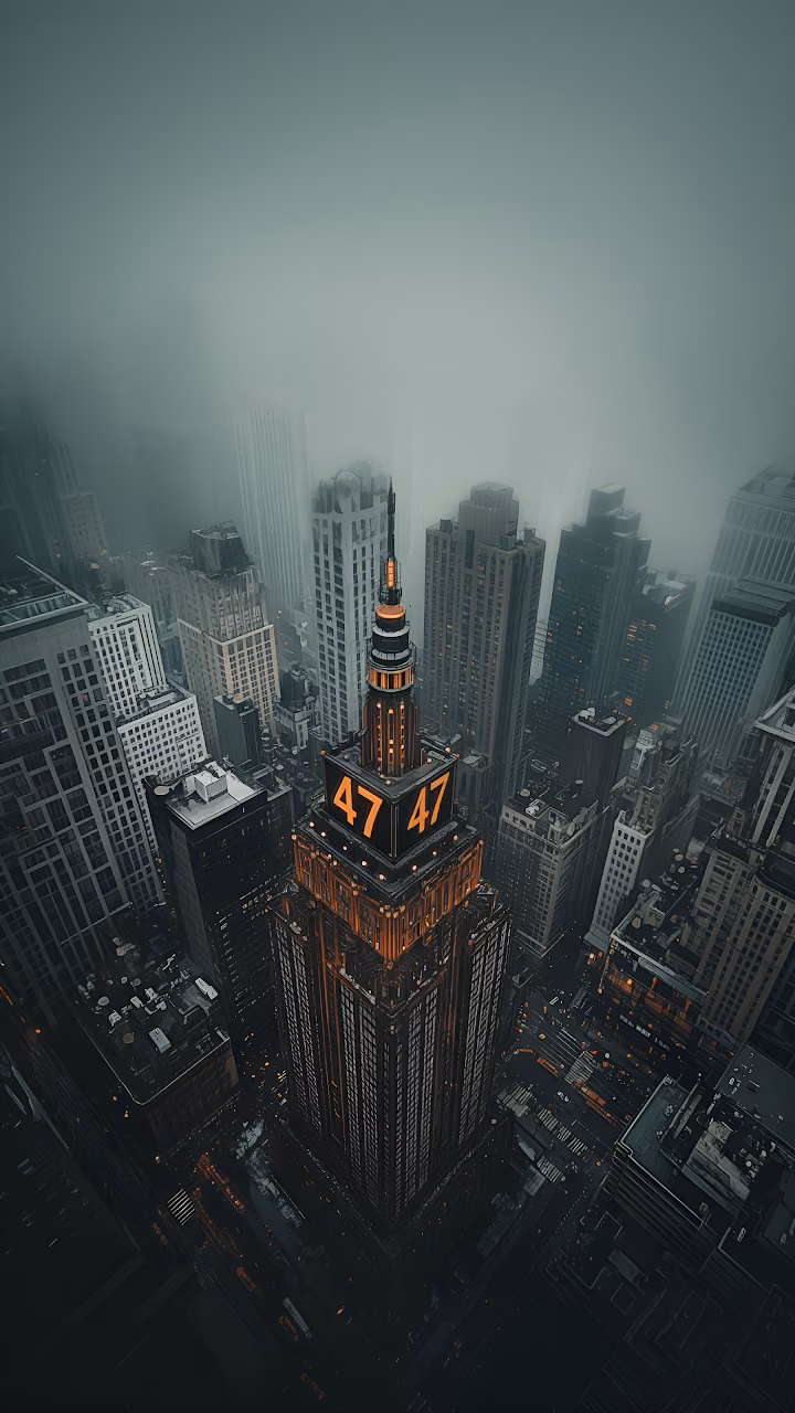 Download Misty City Skyline with Illuminated Skyscraper Tower Wallpaper in Mobile HD Misty City Skyline with Illuminated Skyscraper Tower - Free Mobile AMOLED Wallpaper Background