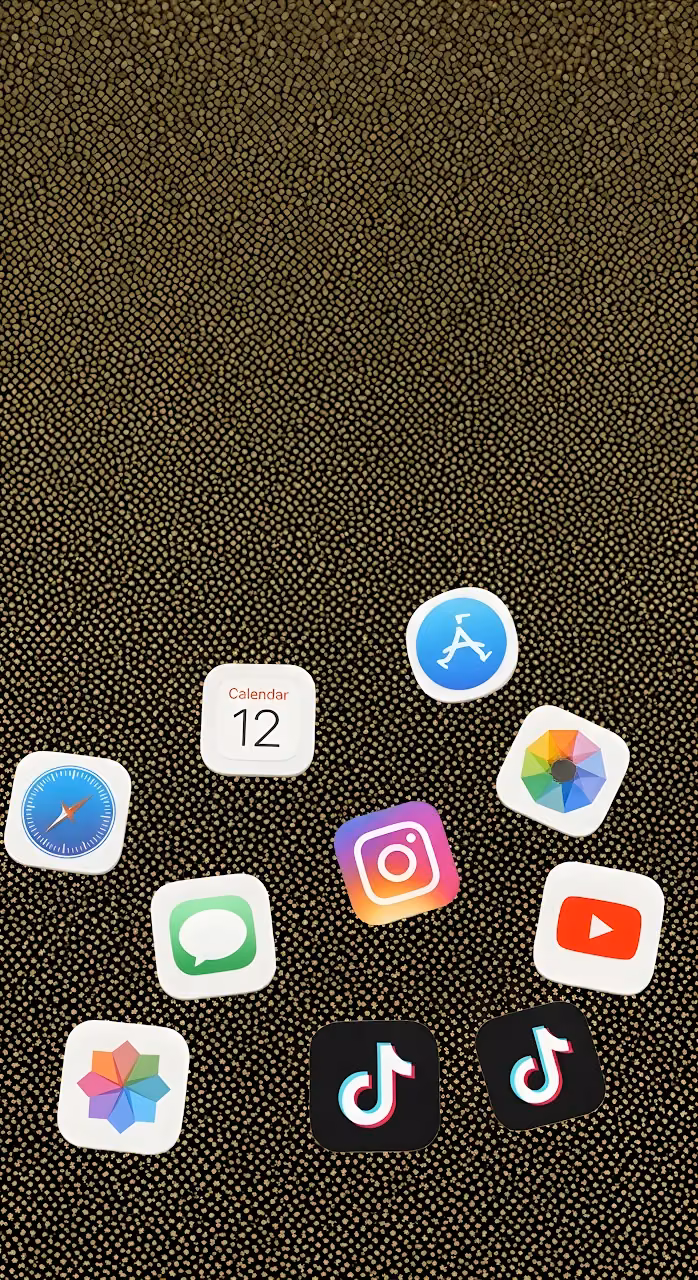 Download Mobile App Icons on Dark Gold Textured Background Wallpaper in Mobile HD Mobile App Icons on Dark Gold Textured Background - Free Mobile AMOLED Wallpaper Background