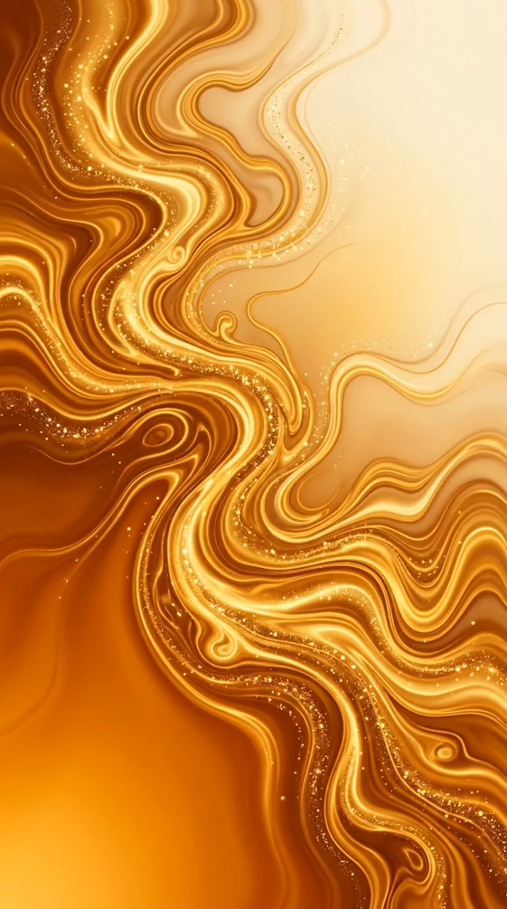 Modern Abstract Digital Painting with Gold and Amber Sinuous Patterns - Free Mobile AMOLED Wallpaper Background