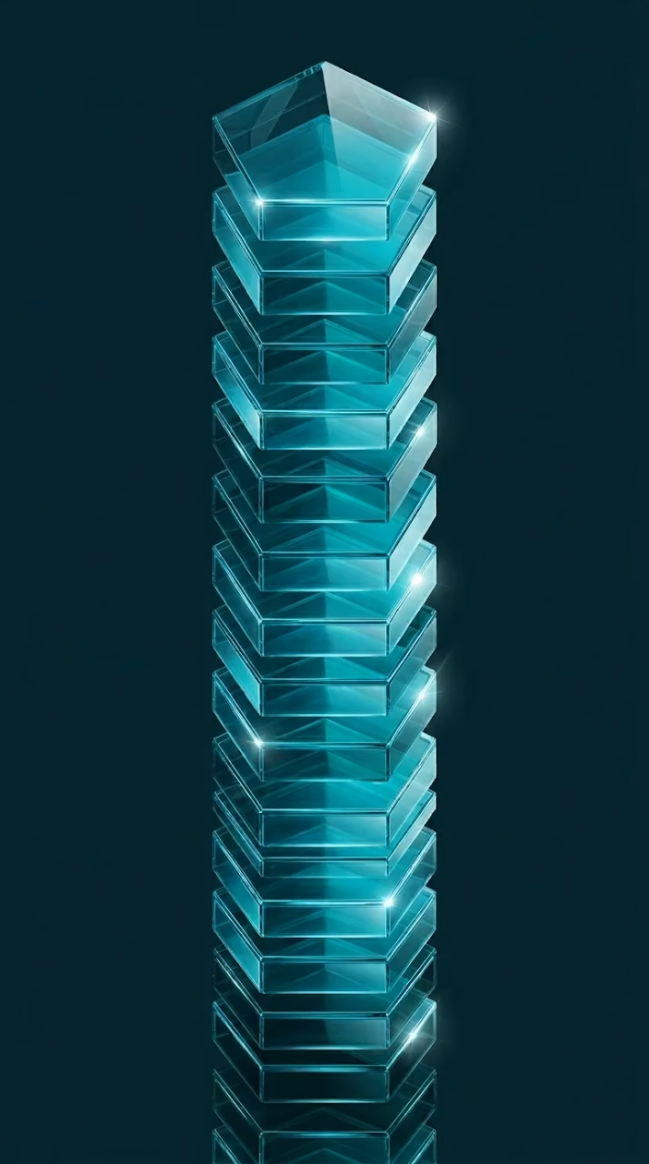 Modern Abstract Translucent Teal Glass Pentagons - Free Mobile AMOLED Wallpaper Background