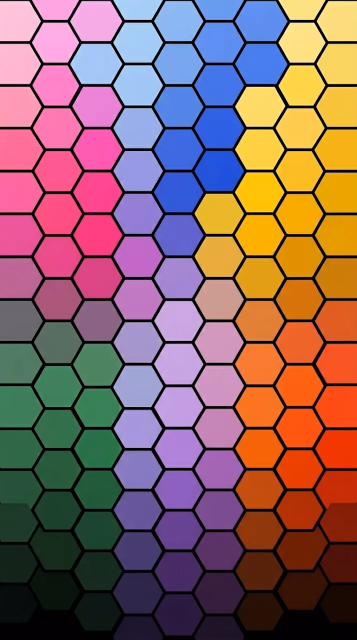 Modern Geometric Hexagonal Gradient Spectrum Mobile Wallpaper - Free Mobile AMOLED Wallpaper Background
