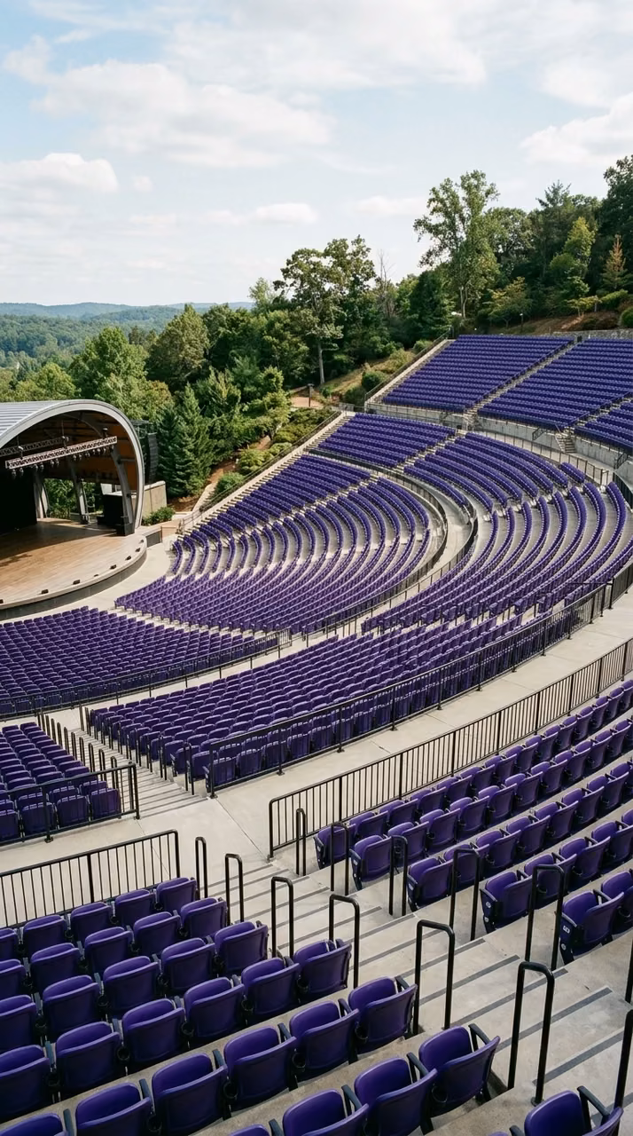 Download Modern Outdoor Amphitheater with Rows of Deep Purple Seating Wallpaper in Mobile HD Modern Outdoor Amphitheater with Rows of Deep Purple Seating - Free Mobile AMOLED Wallpaper Background