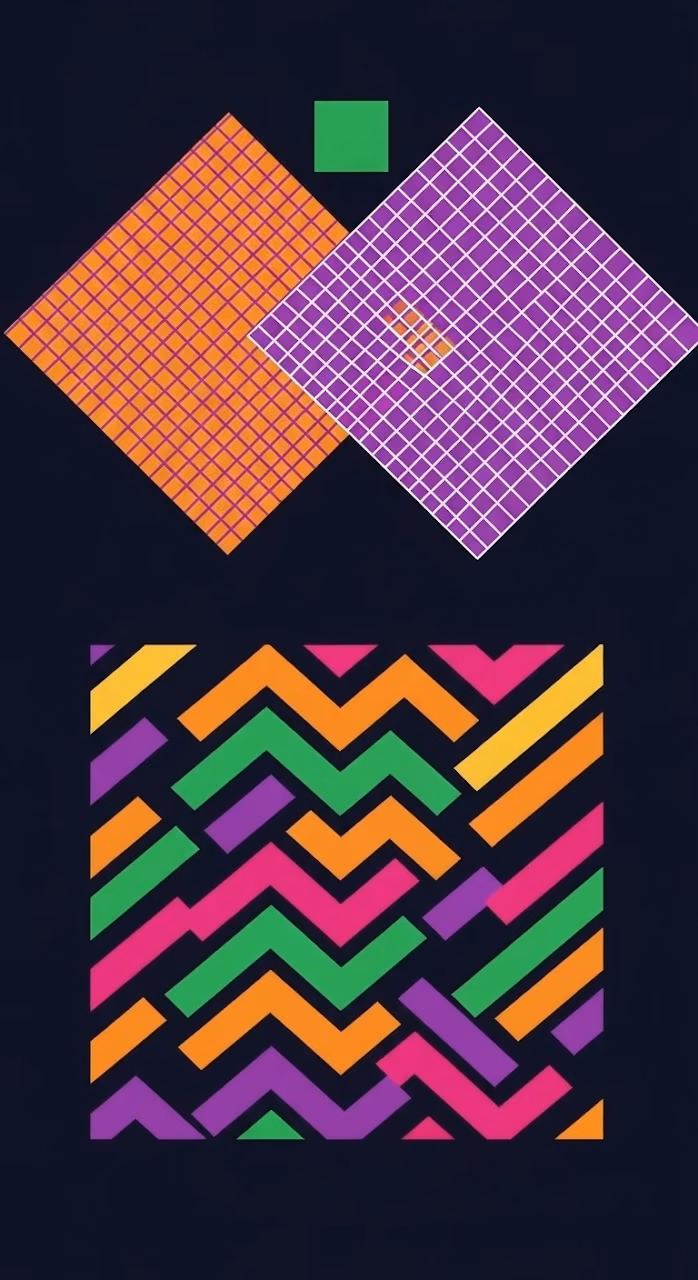 Modernist Abstract Geometric Design with Vibrant Grids - Free Mobile AMOLED Wallpaper Background