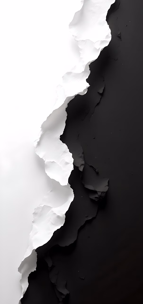 Monochrome Abstract Tear Texture Black White Contrast - Free Mobile AMOLED Wallpaper Background