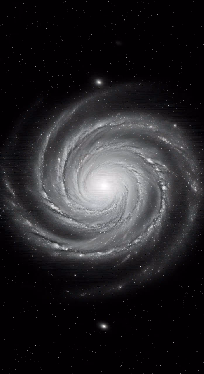 Monochrome Spiral Galaxy in Deep Space - Free Mobile AMOLED Wallpaper Background