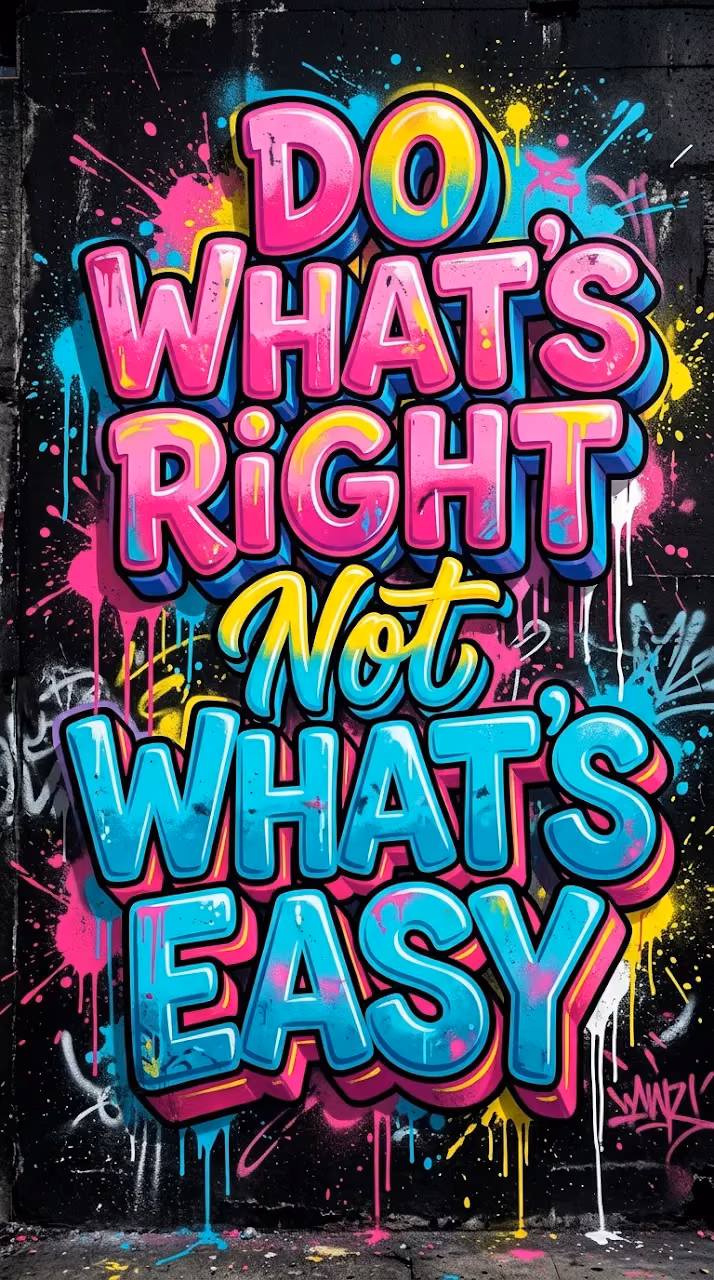 Motivational Graffiti Quote: Do What Is Right Not What Is Easy - Free Mobile AMOLED Wallpaper Background