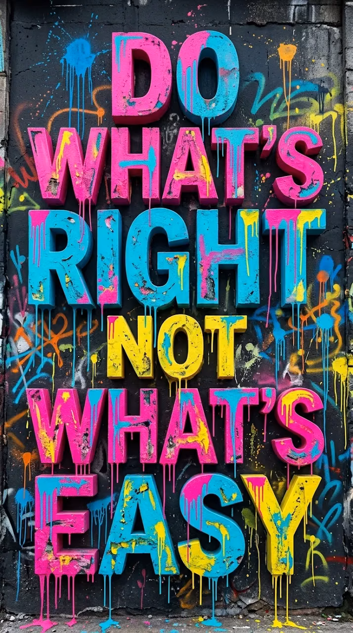 Motivational Quote 'Do What's Right Not What's Easy' in Colorful Graffiti Style - Free Mobile AMOLED Wallpaper Background