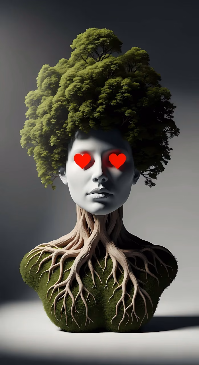 Download Nature Goddess with Tree Roots and Foliage Hair Wallpaper in Mobile HD Nature Goddess with Tree Roots and Foliage Hair - Free Mobile AMOLED Wallpaper Background
