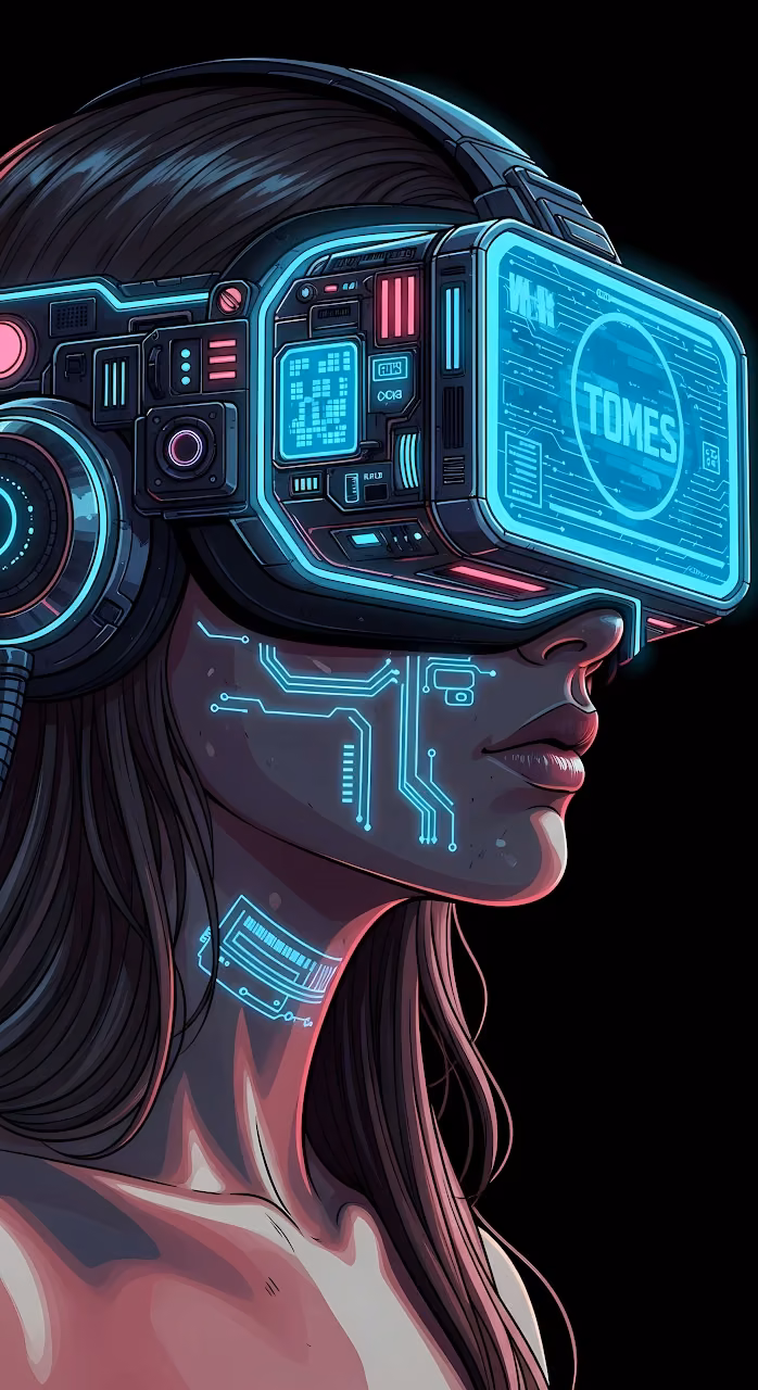 Download Neon Cyberpunk Woman Wearing Futuristic VR Headset Wallpaper in Mobile HD Neon Cyberpunk Woman Wearing Futuristic VR Headset - Free Mobile AMOLED Wallpaper Background