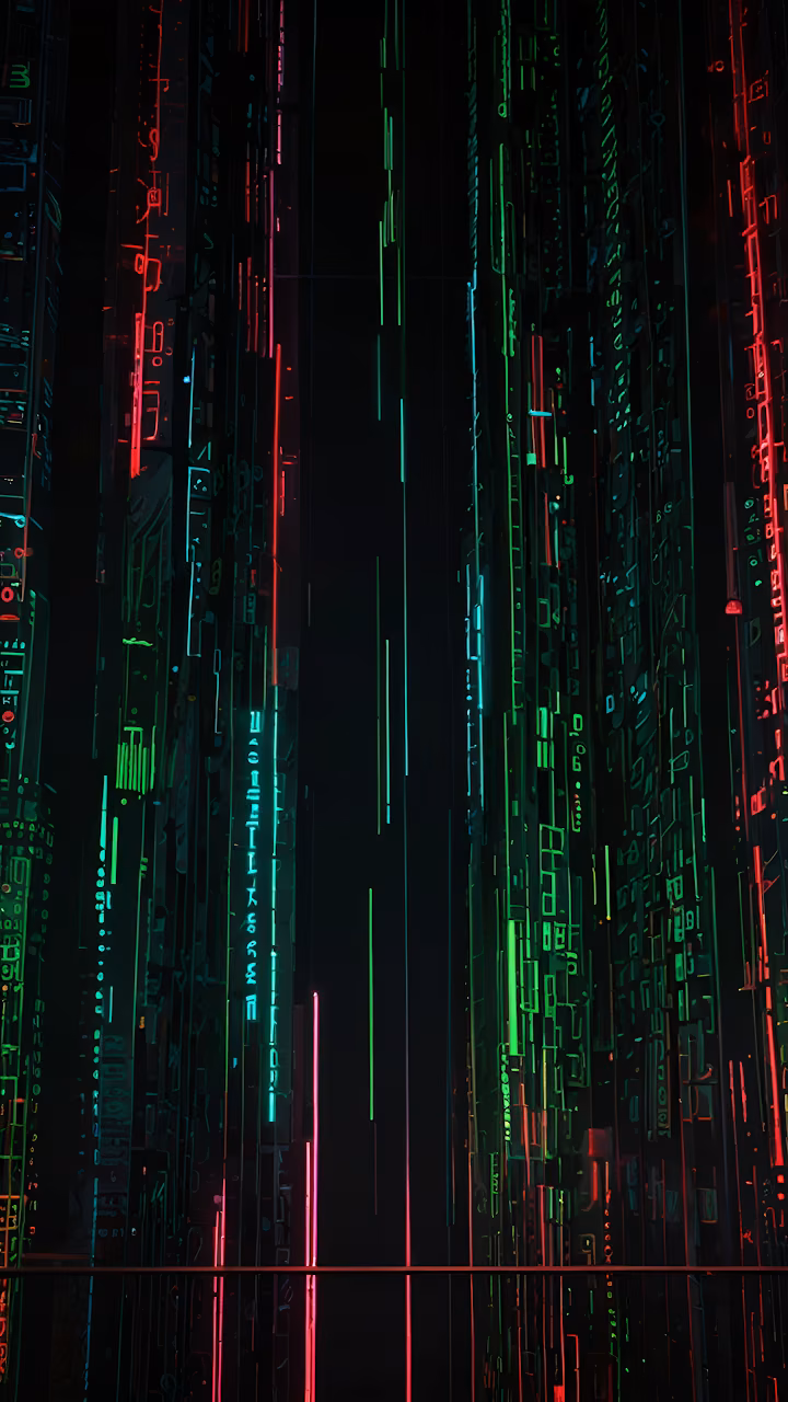 Neon Data Stream Abstract Cybernetic City Lines - Free Mobile AMOLED Wallpaper Background
