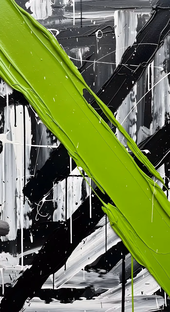 Download Neon Green Swipe on Black and White Abstract Painting Wallpaper in Mobile HD Neon Green Swipe on Black and White Abstract Painting - Free Mobile AMOLED Wallpaper Background