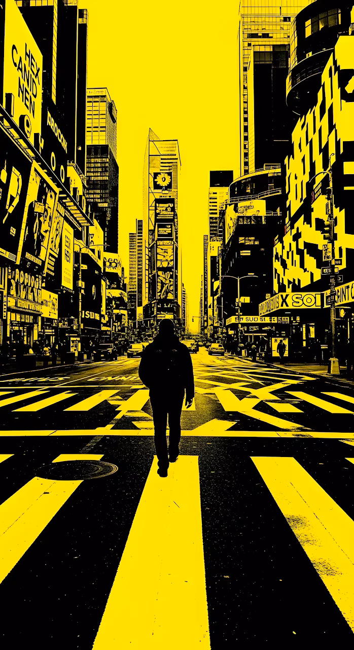 Download Neon Yellow Times Square Street Contrast Art Wallpaper in Mobile HD Neon Yellow Times Square Street Contrast Art - Free Mobile AMOLED Wallpaper Background