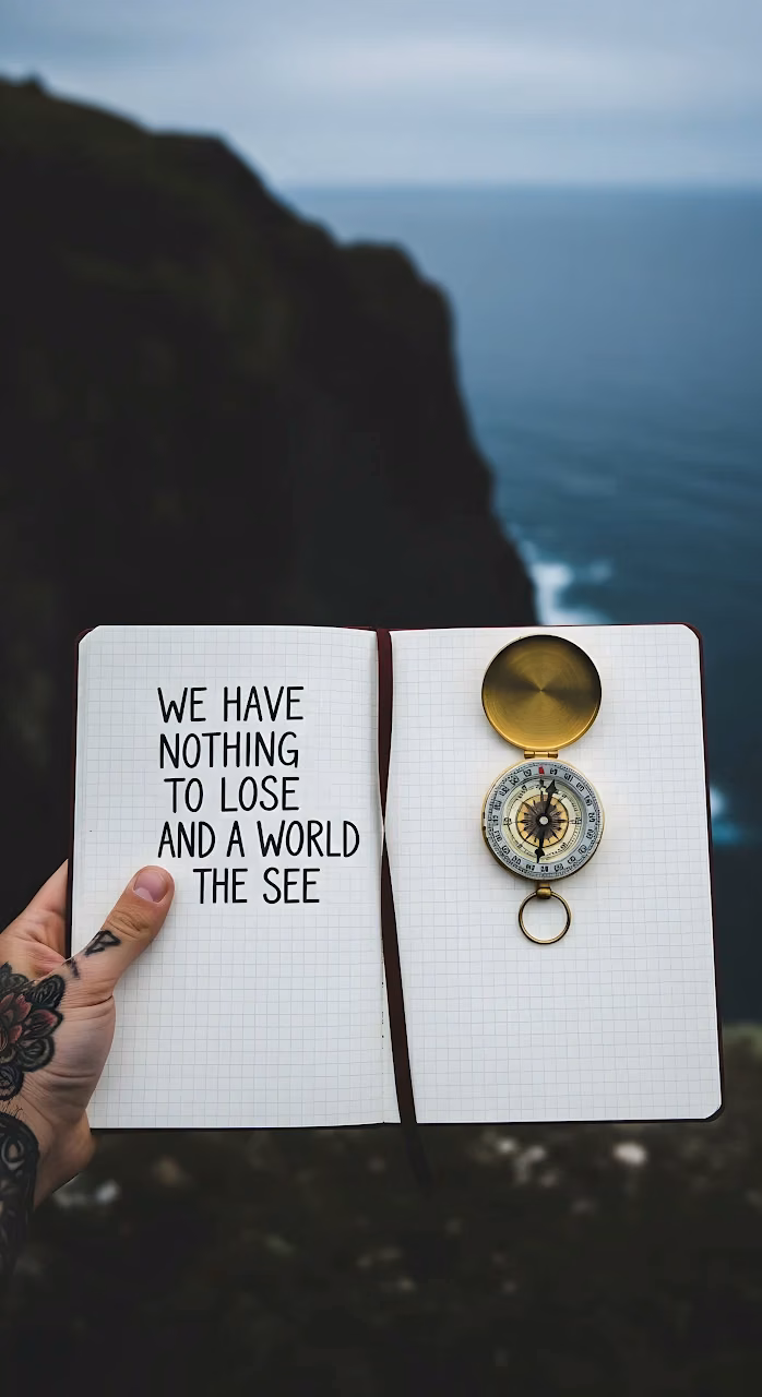Download Nothing to Lose Quote Compass Cliff Ocean View Travel Wallpaper in Mobile HD Nothing to Lose Quote Compass Cliff Ocean View Travel - Free Mobile AMOLED Wallpaper Background