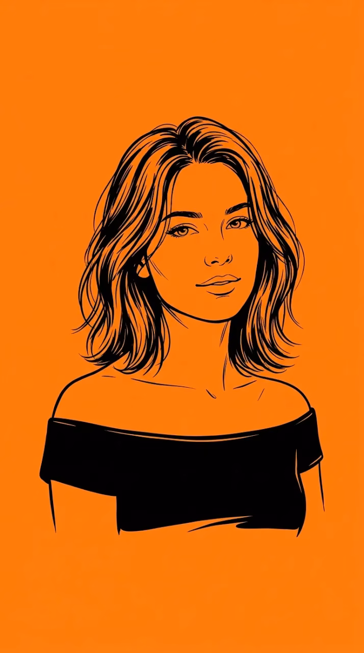 Download Orange and Black Ink Portrait of a Woman Wallpaper in Mobile HD Orange and Black Ink Portrait of a Woman - Free Mobile AMOLED Wallpaper Background