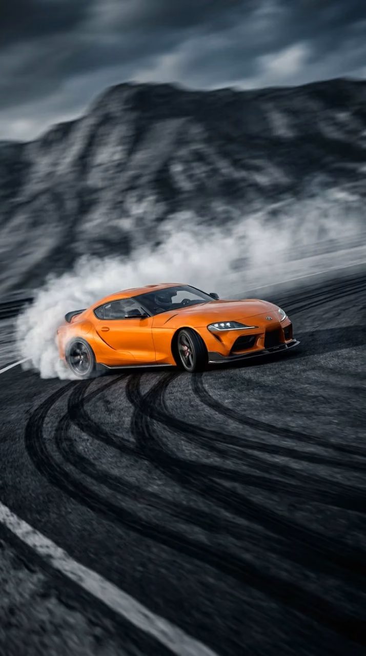 Download Orange Sports Car Drifting on Asphalt 3D Render Wallpaper in Mobile HD Orange Sports Car Drifting on Asphalt 3D Render - Free Mobile AMOLED Wallpaper Background