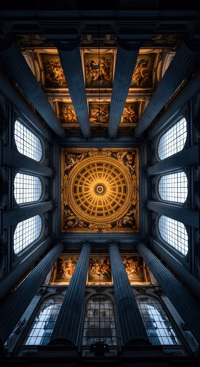 Download Ornate Golden Dome and Classical Columns of a Grand Pantheon Wallpaper in Mobile HD Ornate Golden Dome and Classical Columns of a Grand Pantheon - Free Mobile AMOLED Wallpaper Background