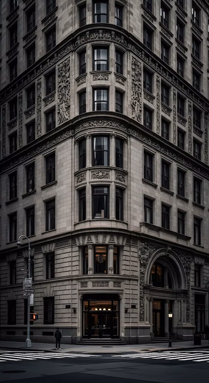 Ornate Historical Stone Building on City Corner - Free Mobile AMOLED Wallpaper Background