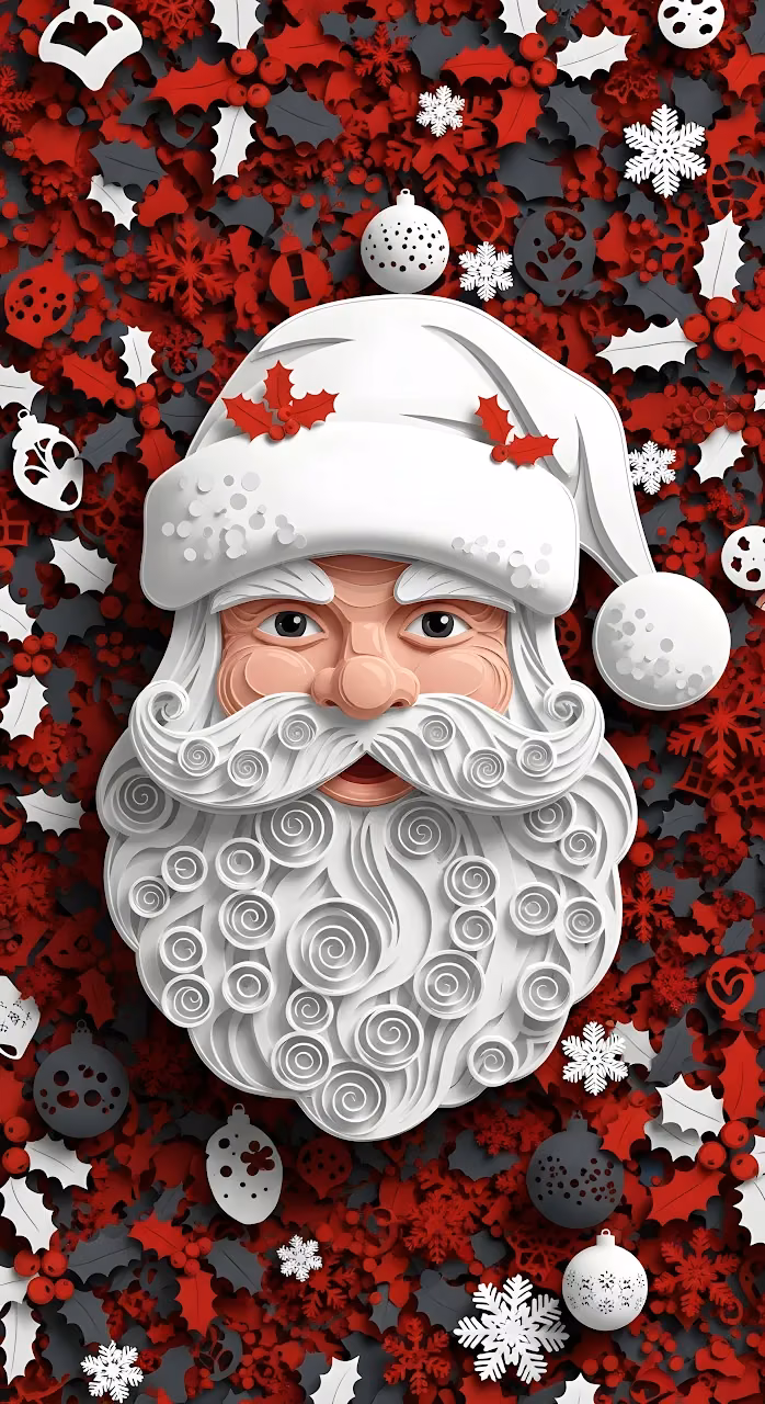 Download Papercraft Santa Claus Portrait Festive Art Wallpaper in Mobile HD Papercraft Santa Claus Portrait Festive Art - Free Mobile AMOLED Wallpaper Background