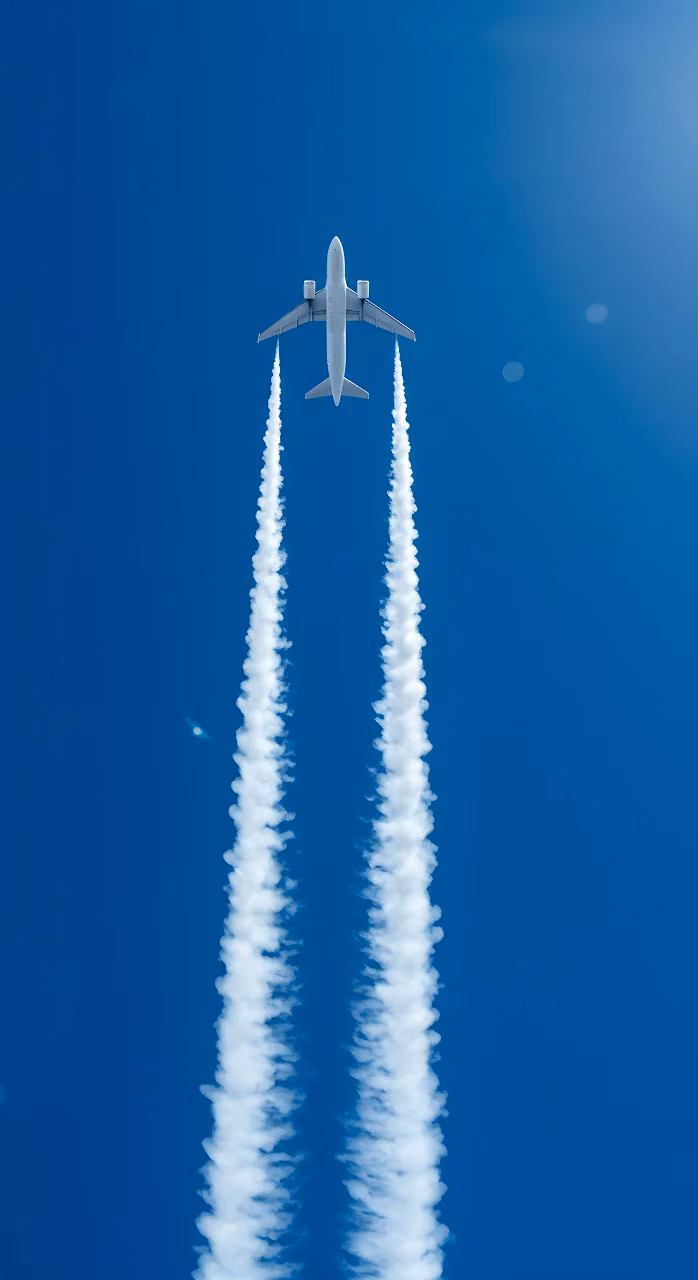 Download Passenger Aircraft with Dual Contrails Against Deep Blue Sky Wallpaper in Mobile HD Passenger Aircraft with Dual Contrails Against Deep Blue Sky - Free Mobile AMOLED Wallpaper Background