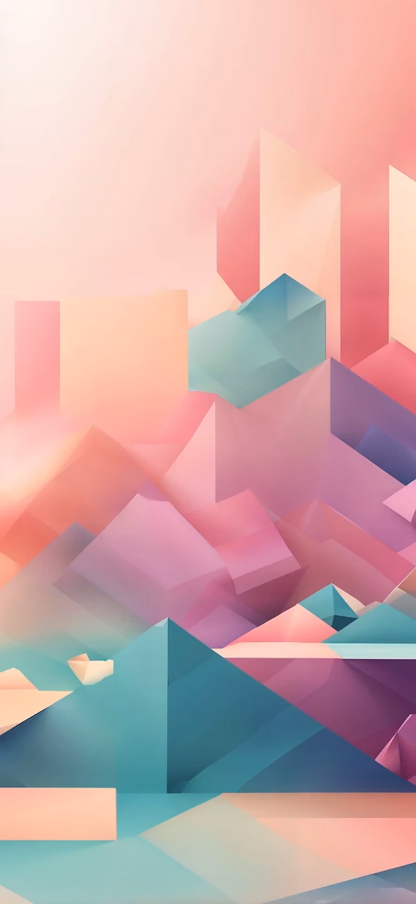 Pastel Geometric Mountains in Soft Gradient - Free Mobile AMOLED Wallpaper Background