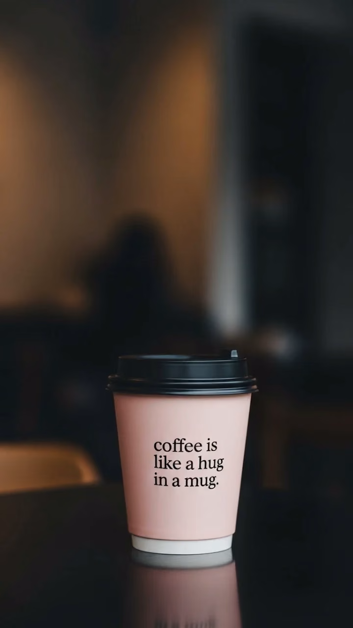 Download Pink Coffee Cup with Black Lid and Text Wallpaper in Mobile HD Pink Coffee Cup with Black Lid and Text - Free Mobile AMOLED Wallpaper Background