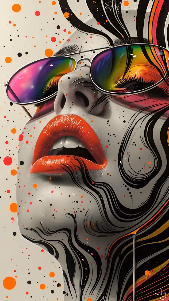 Download Pop Art Glamour Woman with Rainbow Aviator Sunglasses Wallpaper in Mobile HD Pop Art Glamour Woman with Rainbow Aviator Sunglasses - Free Mobile AMOLED Wallpaper Background
