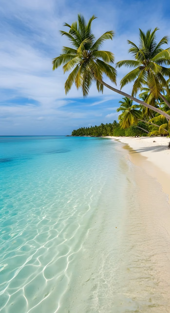 Pristine Tropical Beach with Clear Turquoise Ocean Water - Free Mobile AMOLED Wallpaper Background