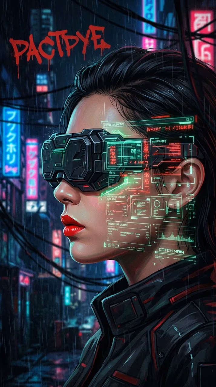 Download Profile Illustration of a Cyberpunk Woman with Glitching Holographic Visor Wallpaper in Mobile HD Profile Illustration of a Cyberpunk Woman with Glitching Holographic Visor - Free Mobile AMOLED Wallpaper Background